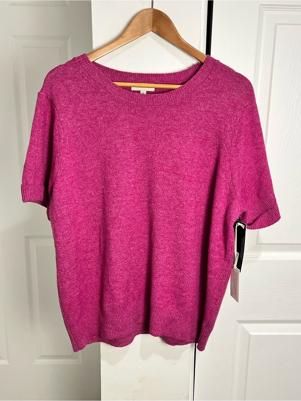 Matty M Women's Short Sleeve Sweater Hot Pink Soft Casual Career Size 1X NWT